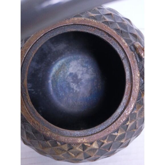 Geometric Pattern Cast Iron Japanese Style Tea or Coffee Pot 5" Tall Pot - Picture 12 of 16